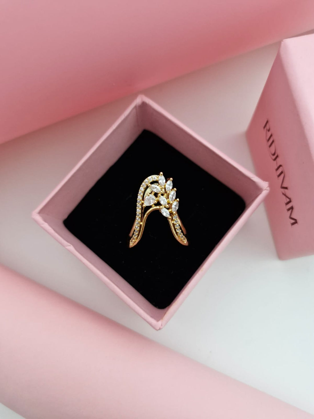 Royal Marquise Leaf Arch Adjustable Ring (18K Gold Plated)