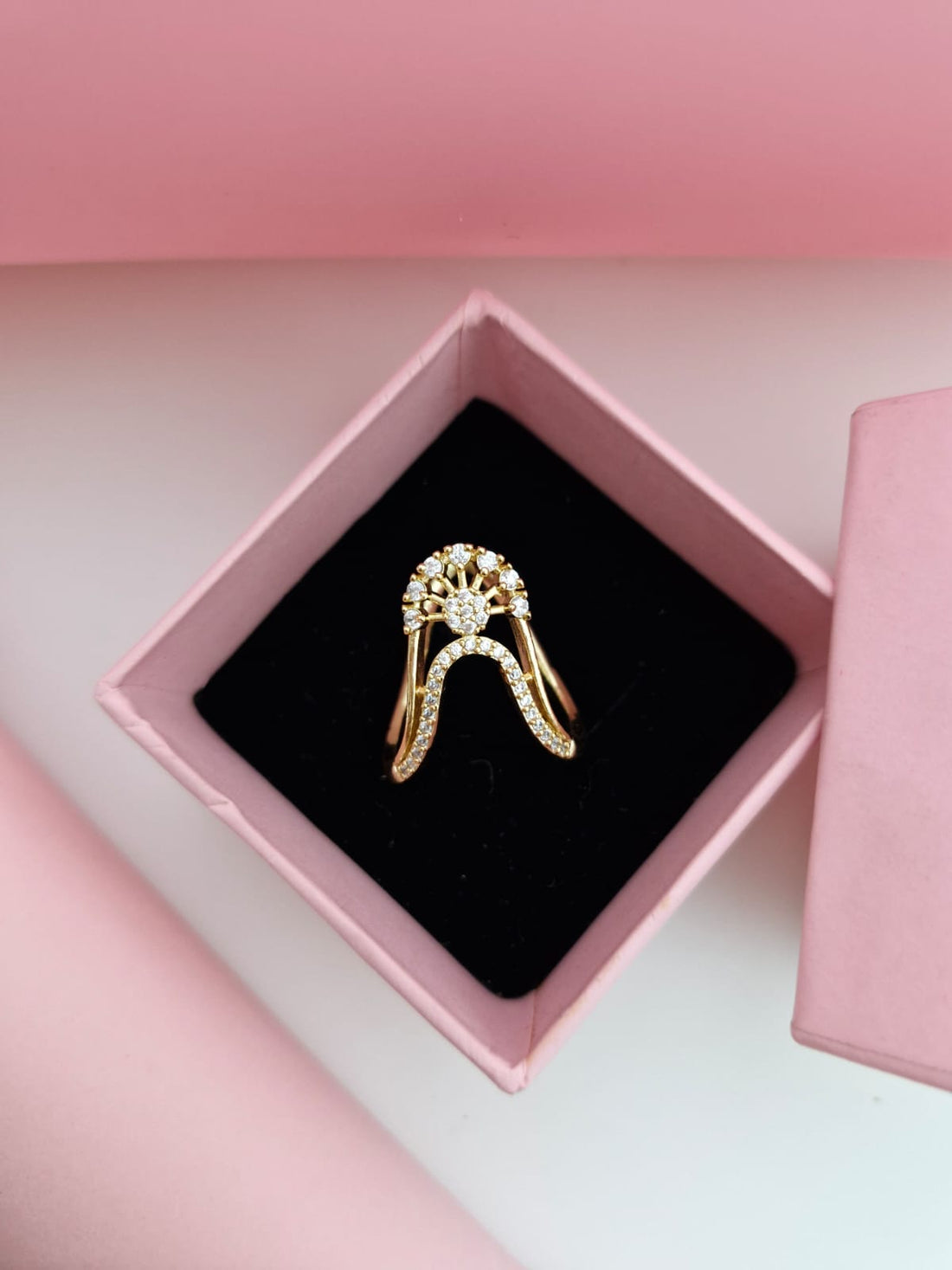 Royal Sunburst Arch Adjustable Ring (18K Gold Plated)