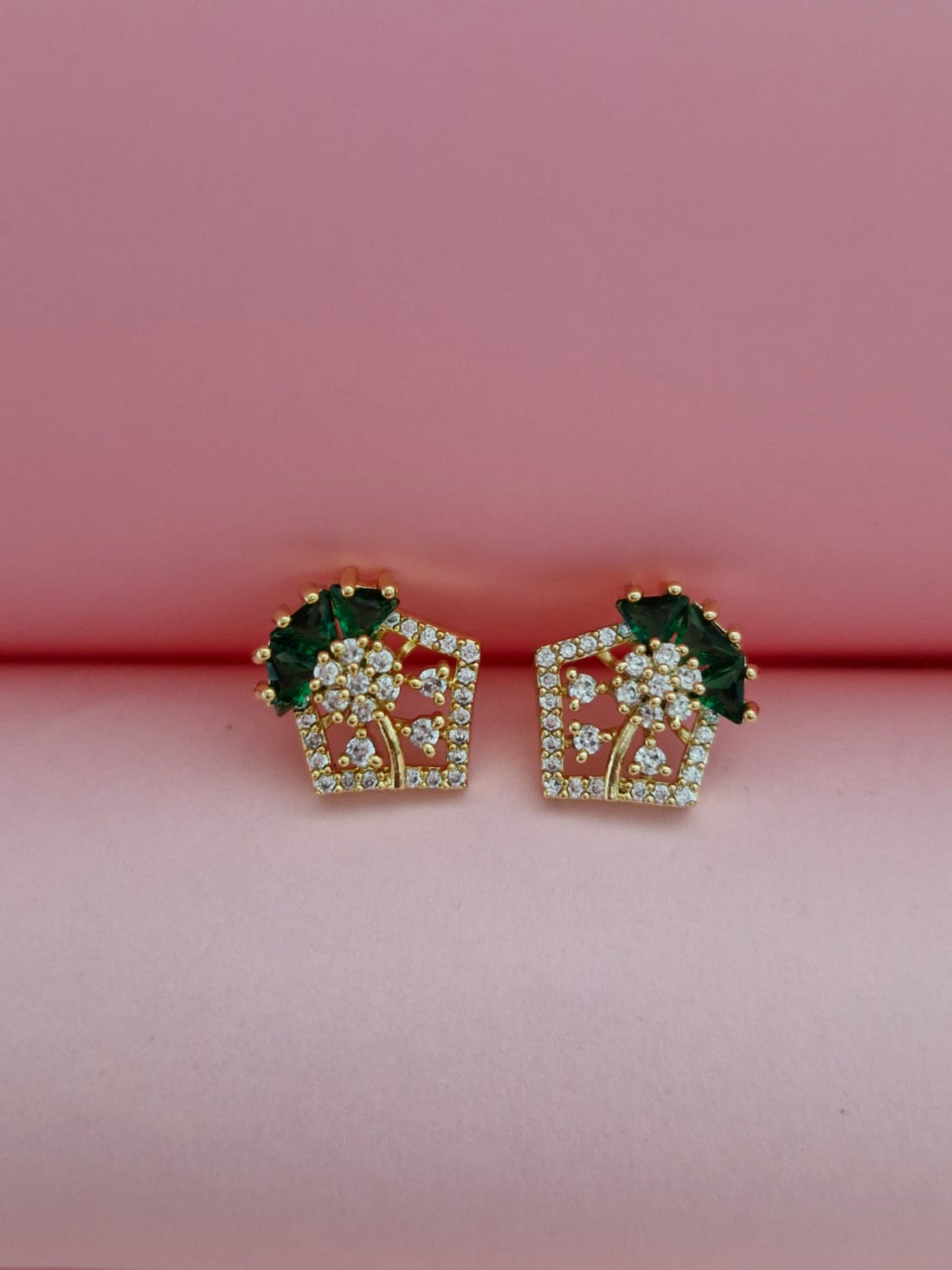 Gold-Tone Green Crystal Statement Pendant Set � Festive & Partywear Jewelry Gift