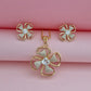 Designer Flower Motif Cubic Zirconia Pendant Set for Women | Gold Plated American Diamond Jewelry Set