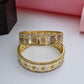 Two-Tone Floral Openwork Gold Plated Bangles for Women | American Diamond Bordered Bridal & Festive Kangan ( Pair of 2 )