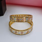 Designer Three-Tone Daisy Flower Openwork Gold Plated Bangles | 1 Pair Set of 2 for Both Hands | American Diamond Bordered Kangan