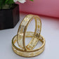 Designer 18K Gold Plated Geometric Lattice Bangles | 1 Pair Set of 2 for Both Hands | Champagne Stone Bordered Kangan Pair