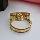Designer 18K Gold Plated Floral Lattice Bangles | 1 Pair Set of 2 for Both Hands | Champagne CZ Bordered Traditional Kangan Pair