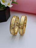 18K Gold Plated Textured Leaf Openwork Kada Bangles (1 Pair Set of 2 for Both Hands)