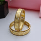 18K Gold Plated Textured Leaf Openwork Kada Bangles (1 Pair Set of 2 for Both Hands)