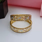 18K Gold Plated Tri-Color Filigree CZ Stone Bangles (1 Pair - Set of 2 for Both Hands)