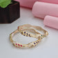 18K Gold Plated Hand-Painted Meenakari Wavy Floral Stone Bangles (1 Pair - Set of 2 for Both Hands)