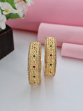 18K Gold Plated Intricate Filigree Kada Bangles (1 Pair - Set of 2 for Both Hands) | CZ Stone Studded Royal Gold Jewelry