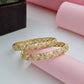 18K Gold Plated Three-Tone Floral Filigree Bangles (1 Pair - Set of 2 for Both Hands) | Tri-Tone Gold, Silver & Rose Gold Polish Cutwork Bangles