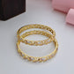 18K Gold Plated Three-Tone Floral Filigree Bangles (1 Pair - Set of 2 for Both Hands) | Tri-Tone Gold, Silver & Rose Gold Polish Cutwork Bangles