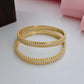 18K Gold Plated Geometric Honeycomb Textured Two-Tone Bangles (1 Pair - Set of 2 for Both Hands) | Gold & Silver Rhodium Polish Thin Bangle Set