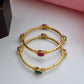 18K Gold Plated Stone Studded Royal Bangles - 1 Pair (Set of 2 for Both Hands)