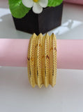 18K Gold Plated V-Shape Textured Daily Wear Kangan | Set of 2 (1 Pair Set for Both Hands)