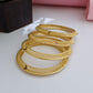 18K Gold Plated V-Shape Textured Daily Wear Kangan | Set of 2 (1 Pair Set for Both Hands)