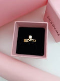 Dual-Band Solitaire Gold Ring