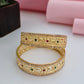 18K Gold Plated Intricate Filigree Kada Bangles (1 Pair - Set of 2 for Both Hands) | CZ Stone Studded Royal Gold Jewelry