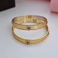 18K Gold Plated Multi-Strand Wire CZ & Emerald Floral Cluster Bangles (1 Pair - Set of 2 for Both Hands) | Delicate Gold-Plated Bangle Set