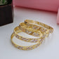 18K Gold Plated Three-Tone Leaf & Floral Cutwork Bangles (2 Pair - Set of 4 for Both Hands) | Tri-Tone Gold, Silver & Rose Gold Polish Bangle Set