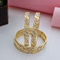 18K Gold Plated Three-Tone Leaf & Floral Cutwork Bangles (2 Pair - Set of 4 for Both Hands) | Tri-Tone Gold, Silver & Rose Gold Polish Bangle Set
