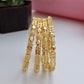 18K Gold Plated Leaf Motif Beaded Work Bangles (2 Pair - Set of 4 for Both Hands) | Royal Traditional Textured Gold Bangle Set