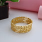 18K Gold Plated Leaf Motif Beaded Work Bangles (2 Pair - Set of 4 for Both Hands) | Royal Traditional Textured Gold Bangle Set
