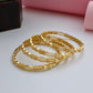 18K Gold Plated Leaf Motif Beaded Work Bangles (2 Pair - Set of 4 for Both Hands) | Royal Traditional Textured Gold Bangle Set