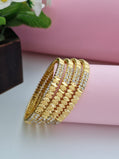 18K Gold Plated Cubic Zirconia Studded Designer Kangan | Set of 2 (1 Pair Set for Both Hands)