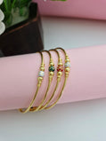 18K Gold Plated Meenakari Bead Sleek Daily Wear Bangles | Set of 2 (1 Pair Set for Both Hands)