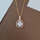Rose Gold-Tone Floating Solitaire Halo Pendant Set