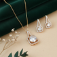 Rose Gold-Tone Floating Solitaire Halo Pendant Set