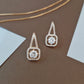 Rose Gold-Tone Floating Solitaire Halo Pendant Set