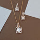 Rose Gold-Tone Floating Solitaire Halo Pendant Set