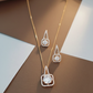 Rose Gold-Tone Floating Solitaire Halo Pendant Set