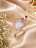 Ridhivam Jeweled Butterfly Gold-Plated Bangle Watch | Premium Demi-Fine Cuff Timepiece