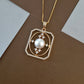 Rectangular CZ & Central Pearl Necklace Set