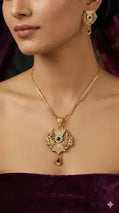 Gold Moti And Diamond Work Pendant Set For Women