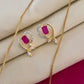 Heart Design Pink Pendant Set