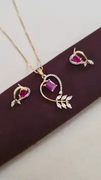 Heart Design Pink Pendant Set