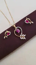 Heart Design Pink Pendant Set